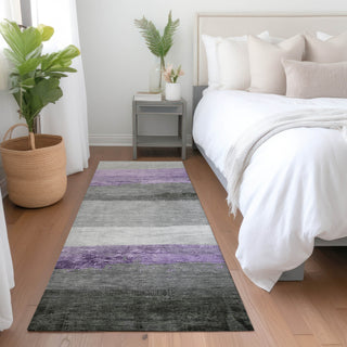 Piper Looms Chantille Stripes ACN1883 Lavender Machine Washable Area Rug Runner Lifestyle Image Feature