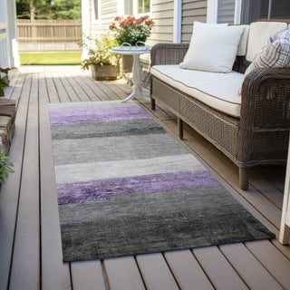 Piper Looms Chantille Stripes ACN1883 Lavender Machine Washable Area Rug Runner Outdoor Lifestyle Image Feature