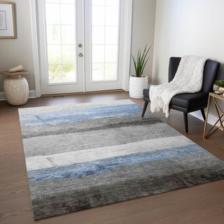 Piper Looms Chantille Stripes ACN1883 Sky Machine Washable Area Rug Lifestyle Image Feature