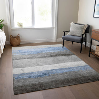 Piper Looms Chantille Stripes ACN1883 Sky Machine Washable Area Rug Lifestyle Image Feature