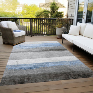 Piper Looms Chantille Stripes ACN1883 Sky Machine Washable Area Rug Outdoor Lifestyle Image Feature