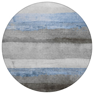Piper Looms Chantille Stripes ACN1883 Sky Machine Washable Area Rug Round Main Image