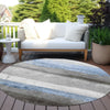 Piper Looms Chantille Stripes ACN1883 Sky Machine Washable Area Rug Round Outdoor Lifestyle Image Feature