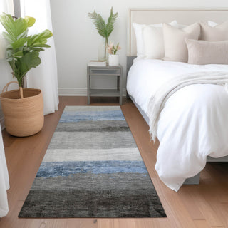 Piper Looms Chantille Stripes ACN1883 Sky Machine Washable Area Rug Runner Lifestyle Image Feature