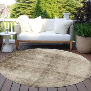 Piper Looms Chantille Modern ACN1884 Beige Machine Washable Area Rug Round Outdoor Lifestyle Image Feature