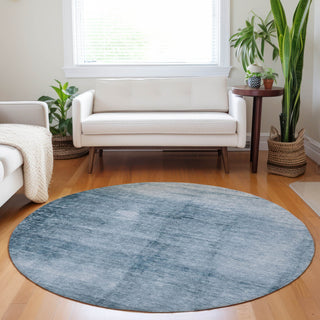 Piper Looms Chantille Modern ACN1884 Denim Machine Washable Area Rug Round Lifestyle Image Feature