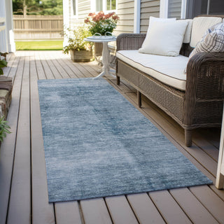 Piper Looms Chantille Modern ACN1884 Denim Machine Washable Area Rug Runner Outdoor Lifestyle Image Feature