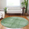 Piper Looms Chantille Modern ACN1884 Green Machine Washable Area Rug Round Lifestyle Image Feature
