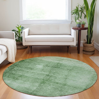 Piper Looms Chantille Modern ACN1884 Green Machine Washable Area Rug Round Lifestyle Image Feature