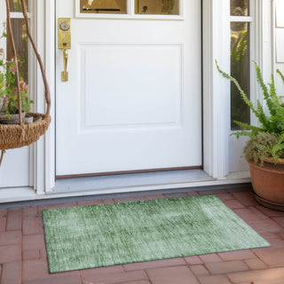 Piper Looms Chantille Modern ACN1884 Green Machine Washable Area Rug Scatter Outdoor Lifestyle Image Feature