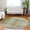 Piper Looms Chantille Modern ACN1884 Khaki Machine Washable Area Rug Round Lifestyle Image Feature