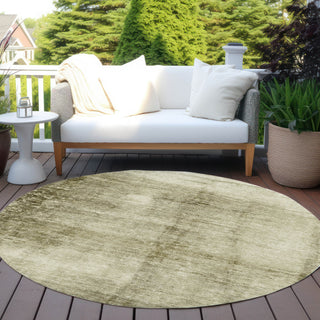 Piper Looms Chantille Modern ACN1884 Khaki Machine Washable Area Rug Round Outdoor Lifestyle Image Feature