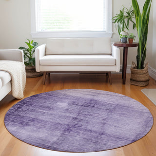 Piper Looms Chantille Modern ACN1884 Purple Machine Washable Area Rug Round Lifestyle Image Feature