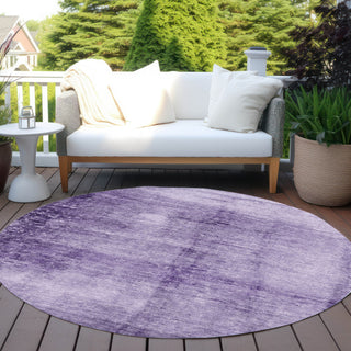 Piper Looms Chantille Modern ACN1884 Purple Machine Washable Area Rug Round Outdoor Lifestyle Image Feature