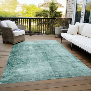 Piper Looms Chantille Modern ACN1884 Teal Machine Washable Area Rug Outdoor Lifestyle Image Feature