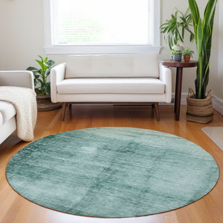 Piper Looms Chantille Modern ACN1884 Teal Machine Washable Area Rug Round Lifestyle Image Feature