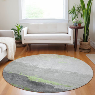 Piper Looms Chantille Modern ACN1885 Aloe Machine Washable Area Rug Round Lifestyle Image Feature