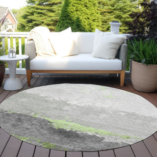 Piper Looms Chantille Modern ACN1885 Aloe Machine Washable Area Rug Round Outdoor Lifestyle Image Feature