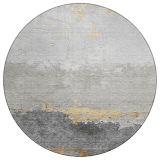 Piper Looms Chantille Modern ACN1885 Gold Machine Washable Area Rug Round Main Image