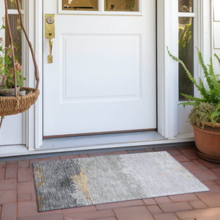 Piper Looms Chantille Modern ACN1885 Gold Machine Washable Area Rug Scatter Outdoor Lifestyle Image Feature