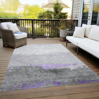 Piper Looms Chantille Modern ACN1885 Purple Machine Washable Area Rug Outdoor Lifestyle Image Feature