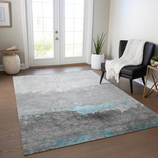 Piper Looms Chantille Modern ACN1885 Teal Machine Washable Area Rug Lifestyle Image Feature