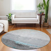 Piper Looms Chantille Modern ACN1885 Teal Machine Washable Area Rug Round Lifestyle Image Feature