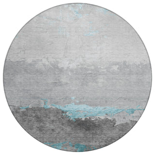 Piper Looms Chantille Modern ACN1885 Teal Machine Washable Area Rug Round Main Image