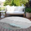 Piper Looms Chantille Modern ACN1885 Teal Machine Washable Area Rug Round Outdoor Lifestyle Image Feature