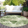Piper Looms Chantille Floral ACN1886 Aloe Machine Washable Area Rug Round Outdoor Lifestyle Image Feature