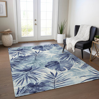 Piper Looms Chantille Floral ACN1886 Blue Machine Washable Area Rug Lifestyle Image Feature