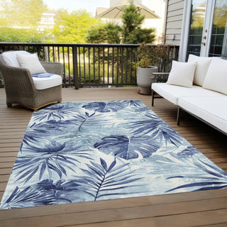 Piper Looms Chantille Floral ACN1886 Blue Machine Washable Area Rug Outdoor Lifestyle Image Feature