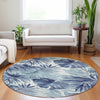 Piper Looms Chantille Floral ACN1886 Blue Machine Washable Area Rug Round Lifestyle Image Feature