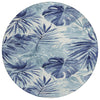 Piper Looms Chantille Floral ACN1886 Blue Machine Washable Area Rug Round Main Image
