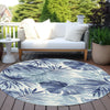 Piper Looms Chantille Floral ACN1886 Blue Machine Washable Area Rug Round Outdoor Lifestyle Image Feature