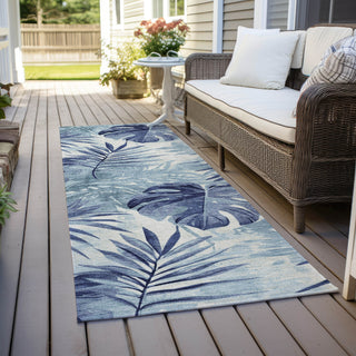 Piper Looms Chantille Floral ACN1886 Blue Machine Washable Area Rug Runner Outdoor Lifestyle Image Feature