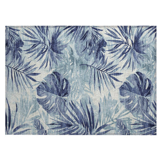 Piper Looms Chantille Floral ACN1886 Blue Machine Washable Area Rug Scatter Main Image