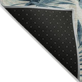 Piper Looms Chantille Floral ACN1886 Teal Machine Washable Area Rug Backing Image