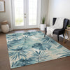 Piper Looms Chantille Floral ACN1886 Teal Machine Washable Area Rug Lifestyle Image Feature