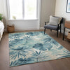 Piper Looms Chantille Floral ACN1886 Teal Machine Washable Area Rug Lifestyle Image Feature