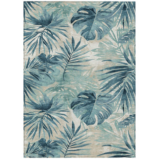 Piper Looms Chantille Floral ACN1886 Teal Machine Washable Area Rug main image