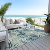 Piper Looms Chantille Floral ACN1886 Teal Machine Washable Area Rug Outdoor Lifestyle Image Feature