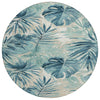 Piper Looms Chantille Floral ACN1886 Teal Machine Washable Area Rug Round Main Image
