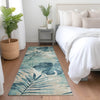Piper Looms Chantille Floral ACN1886 Teal Machine Washable Area Rug Runner Lifestyle Image Feature
