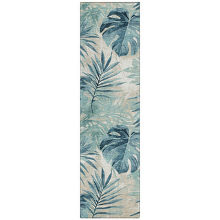 Piper Looms Chantille Floral ACN1886 Teal Machine Washable Area Rug Runner Main Image
