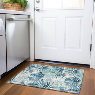 Piper Looms Chantille Floral ACN1886 Teal Machine Washable Area Rug Scatter Lifestyle Image Feature