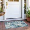 Piper Looms Chantille Floral ACN1886 Teal Machine Washable Area Rug Scatter Outdoor Lifestyle Image Feature