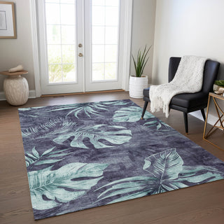 Piper Looms Chantille Floral ACN1887 Blue Machine Washable Area Rug Lifestyle Image Feature