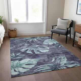 Piper Looms Chantille Floral ACN1887 Blue Machine Washable Area Rug Lifestyle Image Feature