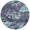 Piper Looms Chantille Floral ACN1887 Blue Machine Washable Area Rug Round Main Image
